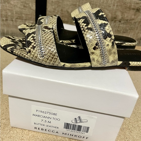 Rebecca Minkoff | Marciann Too Zipper Snake-Print Sandals - Picture 5 of 5